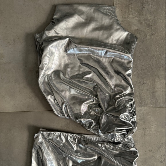 Metallic Pu High Neck Cut Out Maxi Dress | 6 - Picture 5 of 7